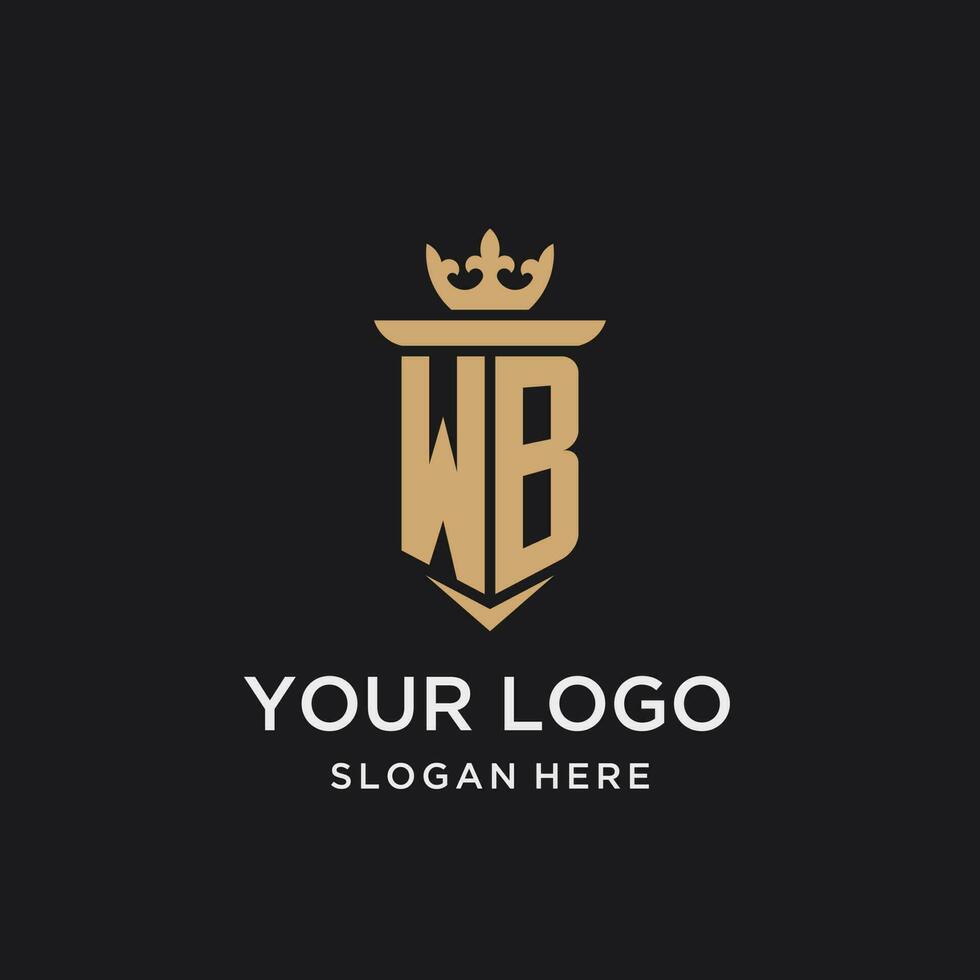 wb monogram med medeltida stil, lyx och elegant första logotyp design vektor