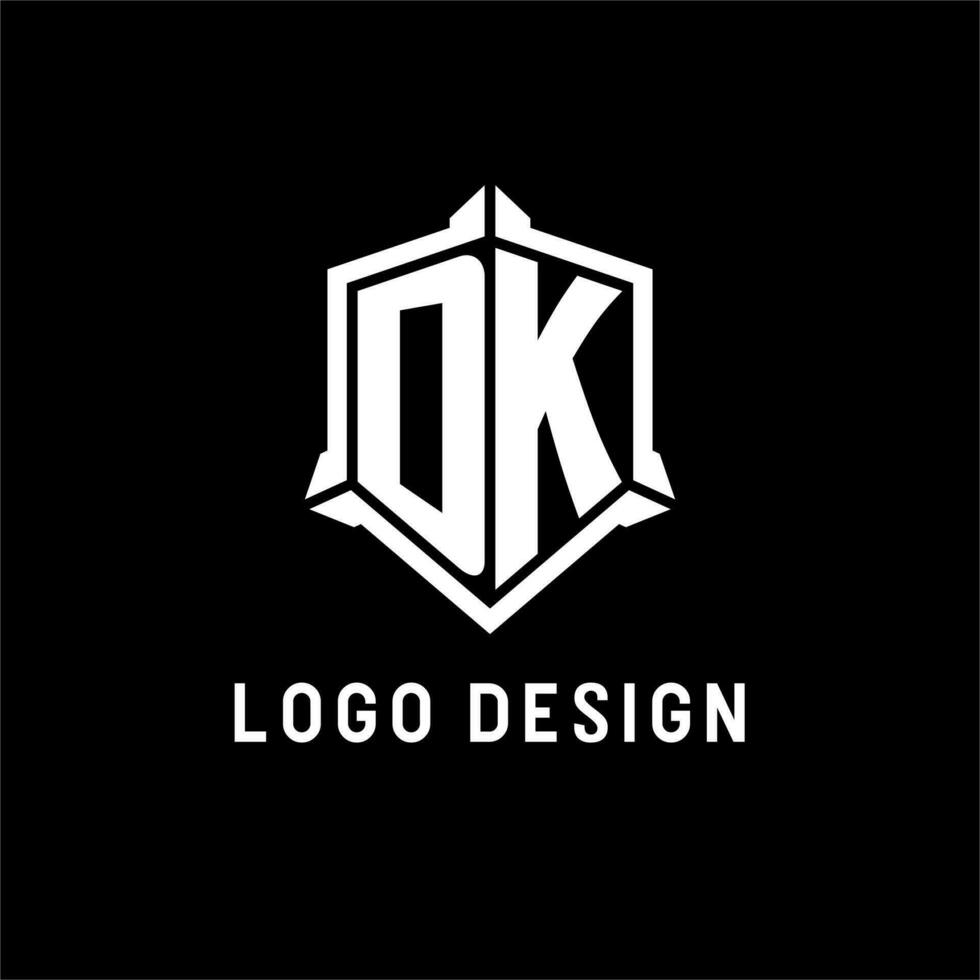 dk logotyp första med skydda form design stil vektor