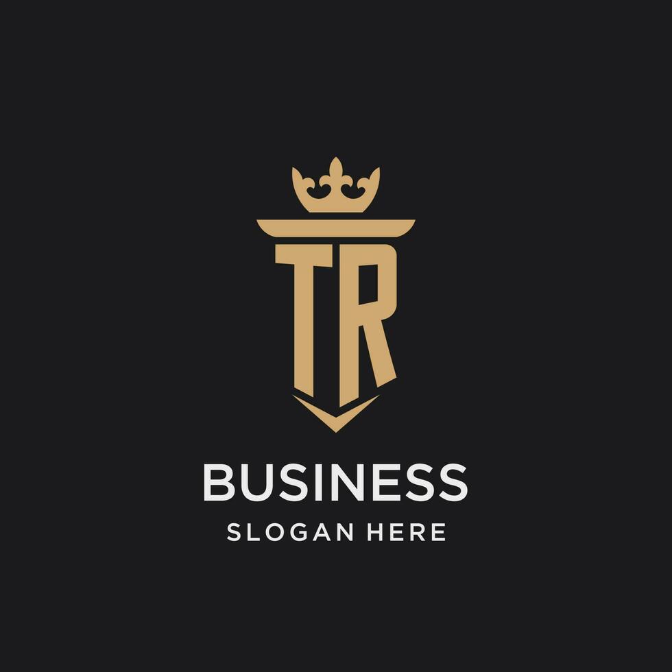 tr Monogramm mit mittelalterlich Stil, Luxus und elegant Initiale Logo Design vektor