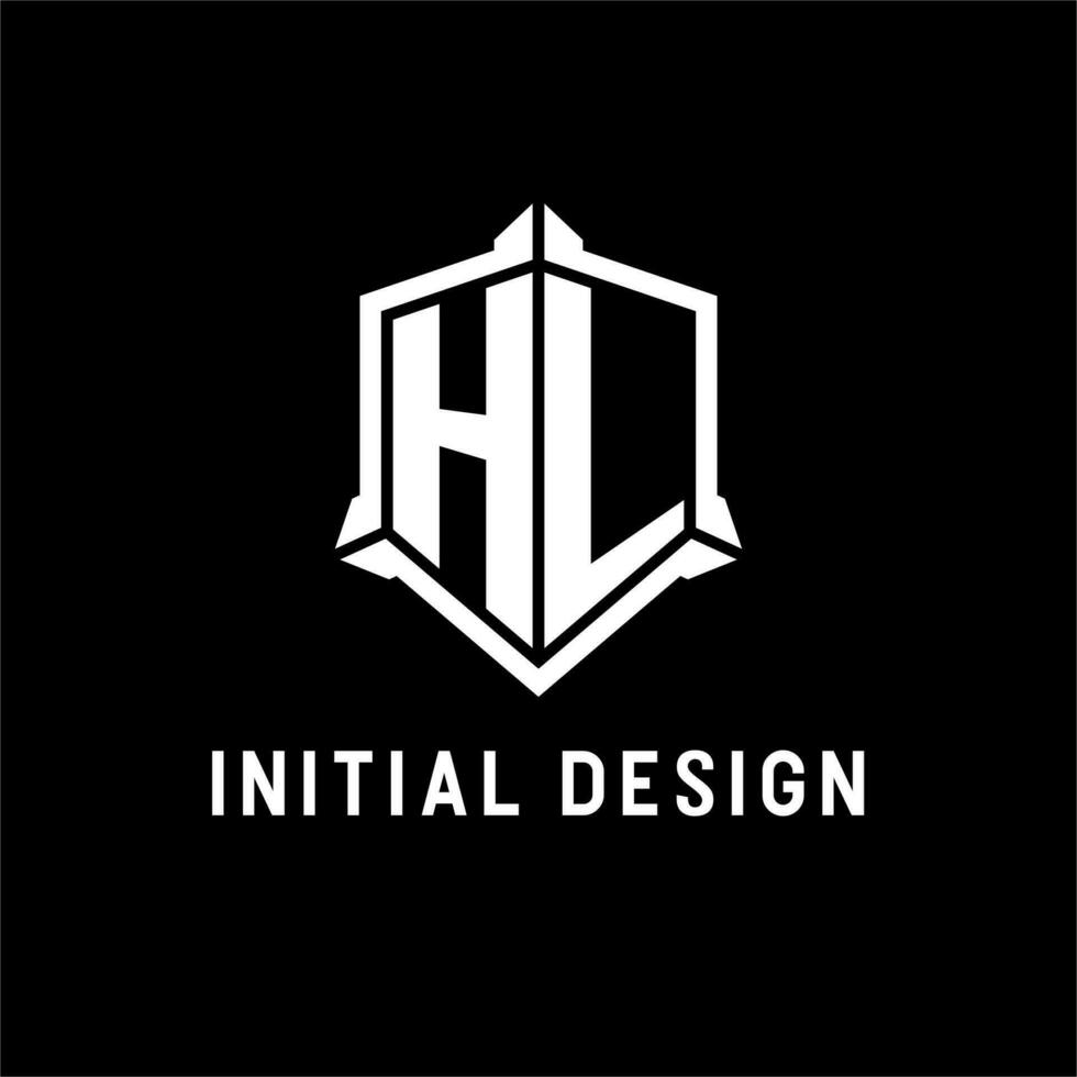 hl logotyp första med skydda form design stil vektor