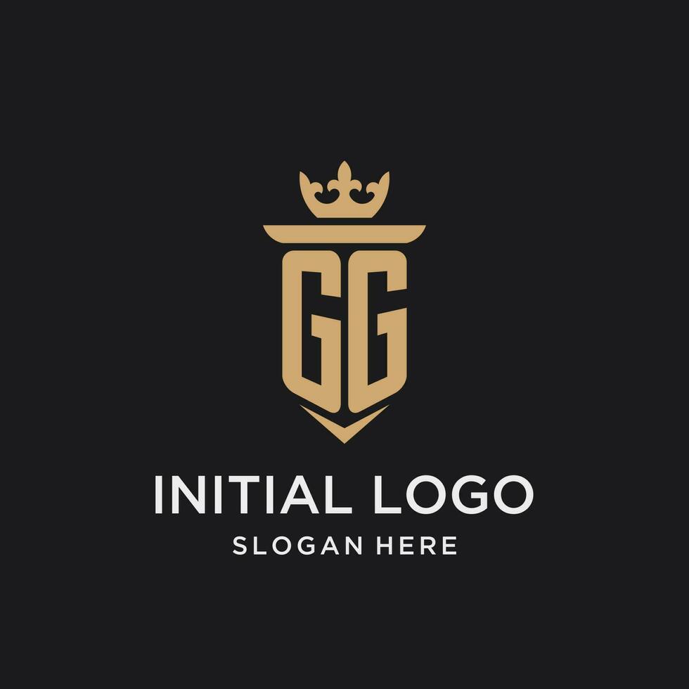 gg monogram med medeltida stil, lyx och elegant första logotyp design vektor