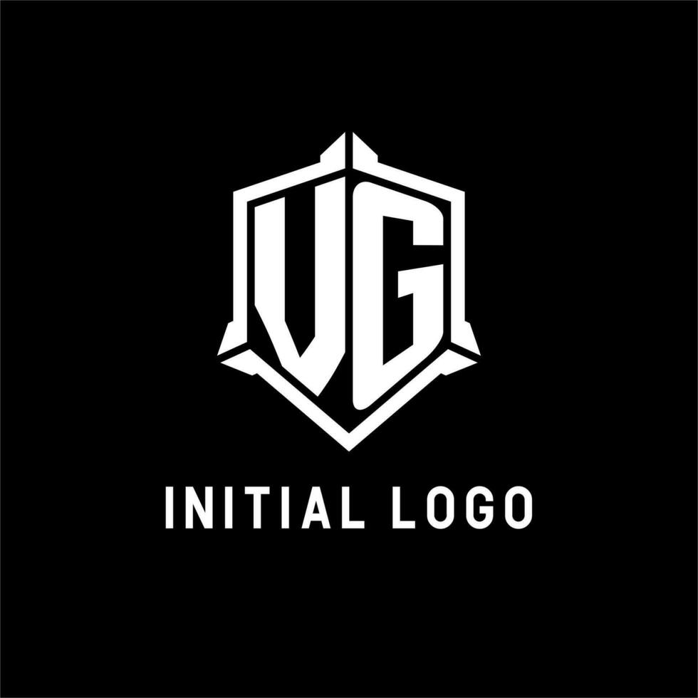 vg logotyp första med skydda form design stil vektor