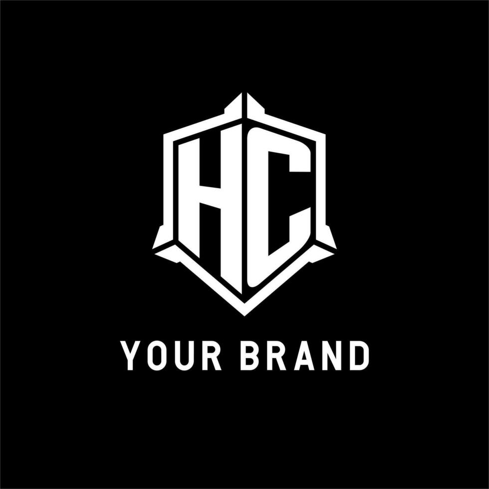hc logotyp första med skydda form design stil vektor