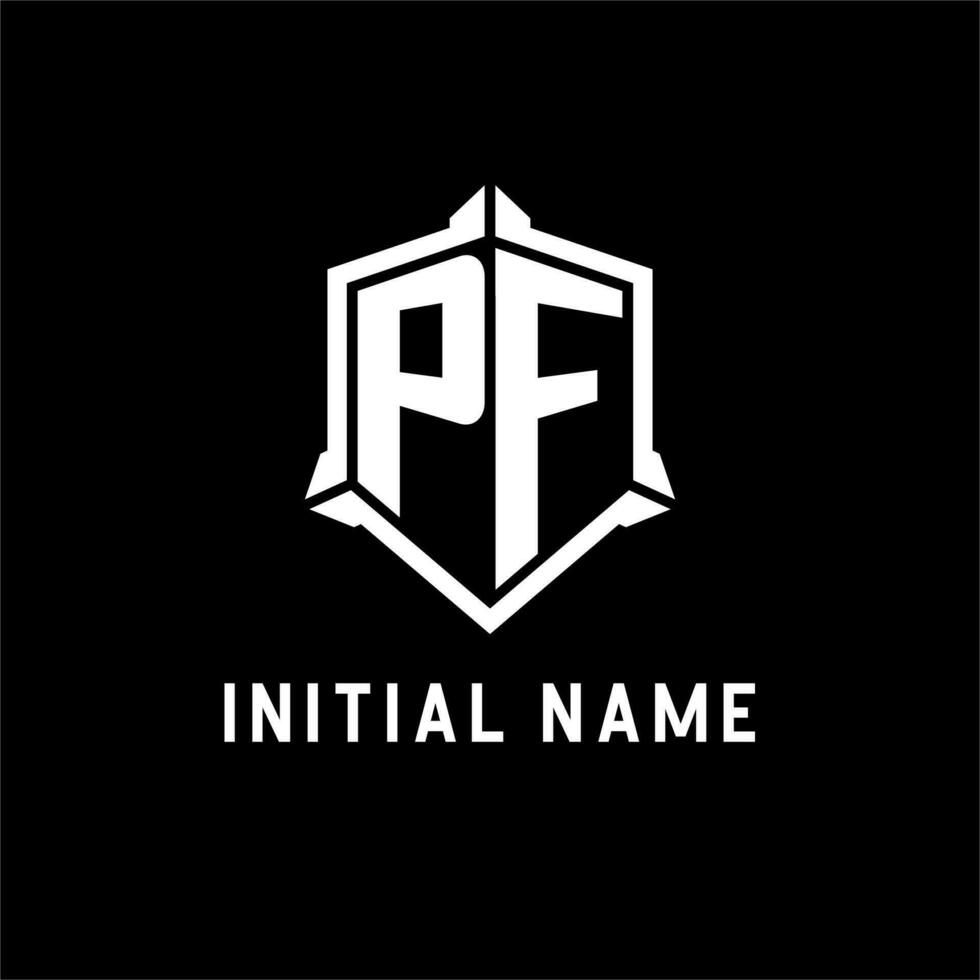 pf Logo Initiale mit Schild gestalten Design Stil vektor
