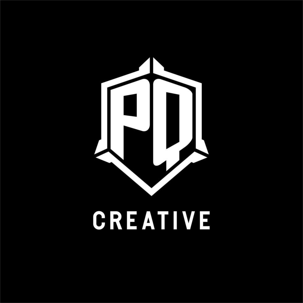 pq Logo Initiale mit Schild gestalten Design Stil vektor