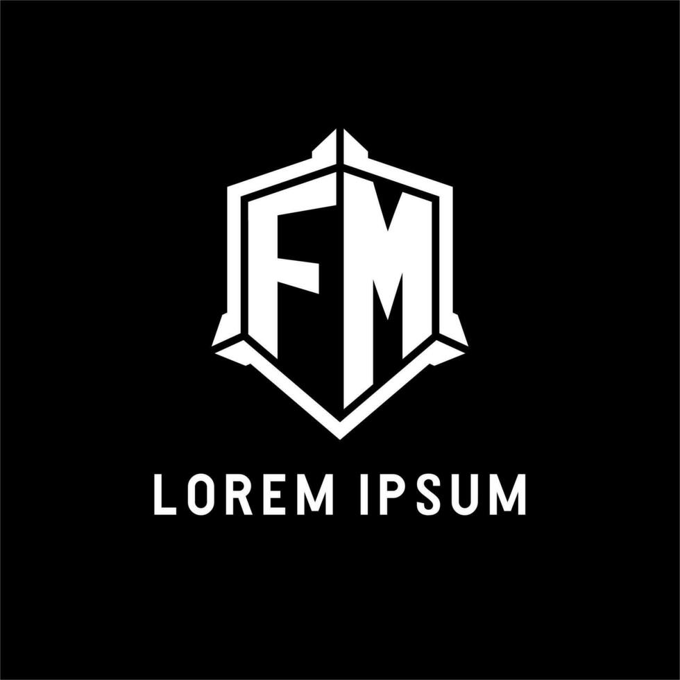 fm Logo Initiale mit Schild gestalten Design Stil vektor