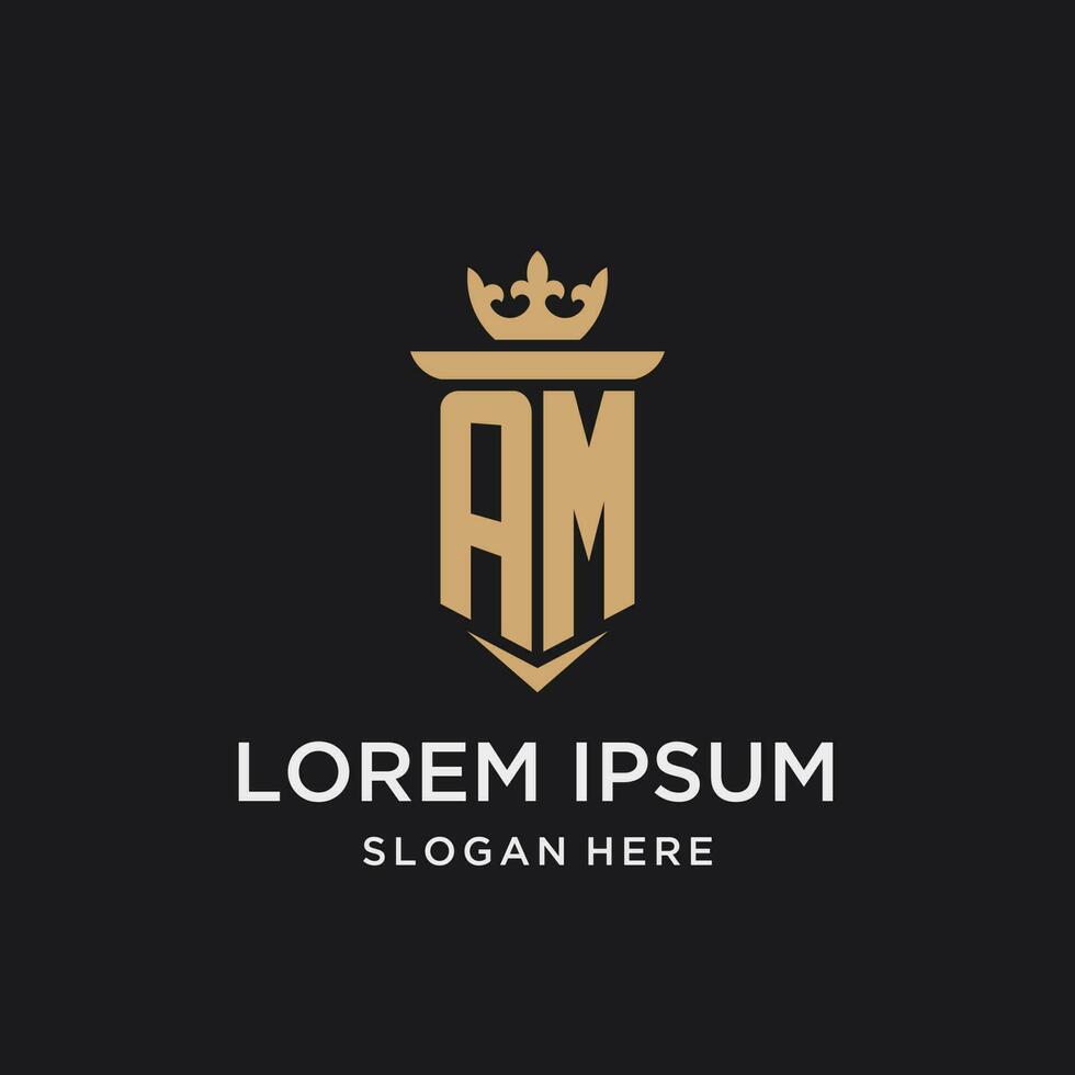 am monogram med medeltida stil, lyx och elegant första logotyp design vektor