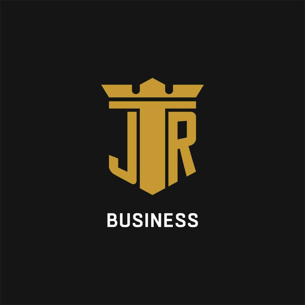 jr första logotyp med skydda och krona stil vektor