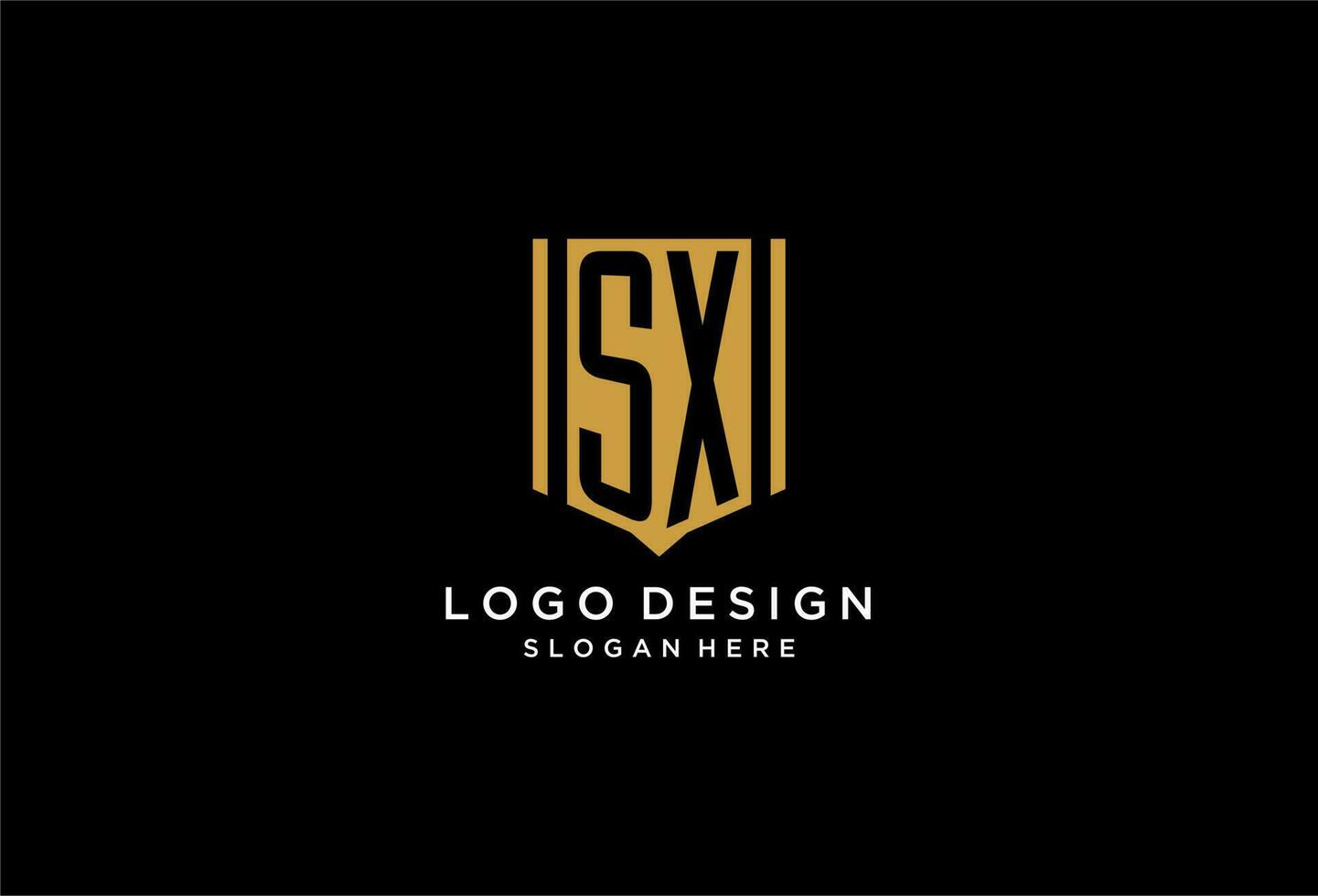 sx monogram logotyp med geometrisk skydda ikon design vektor