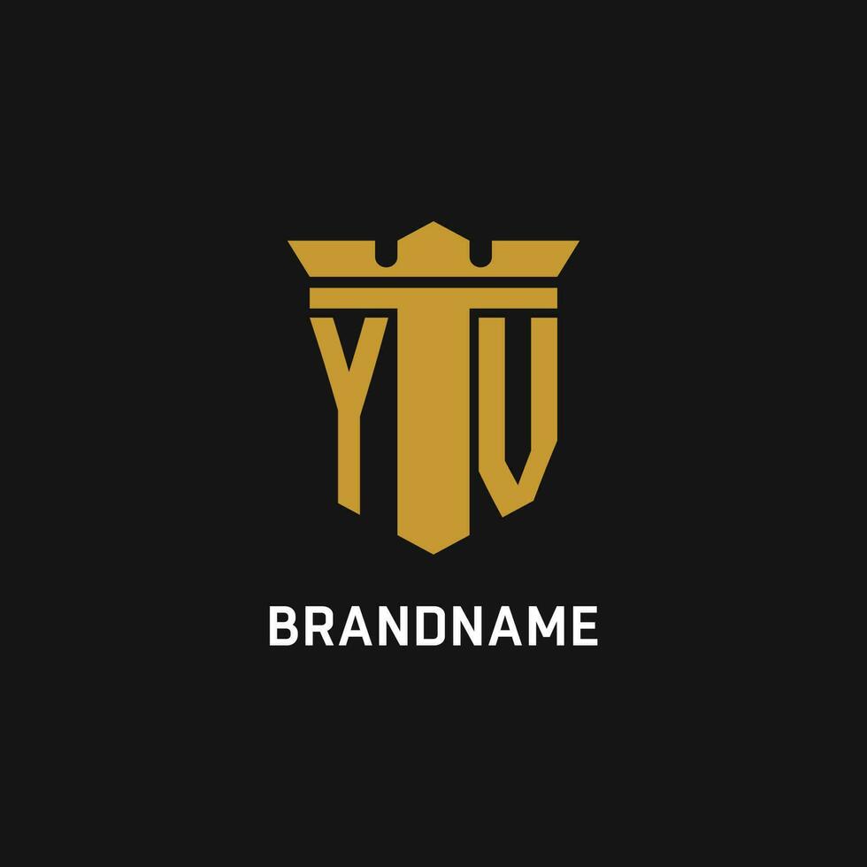 yv Initiale Logo mit Schild und Krone Stil vektor
