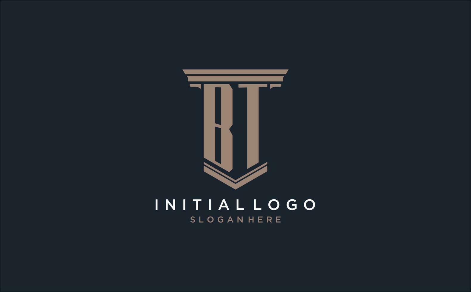bt Initiale Logo mit Säule Stil, Luxus Gesetz Feste Logo Design Ideen vektor