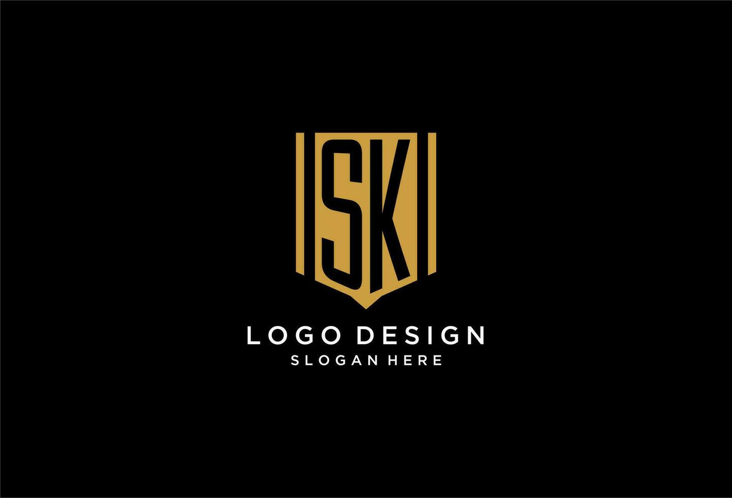 sk monogram logotyp med geometrisk skydda ikon design vektor