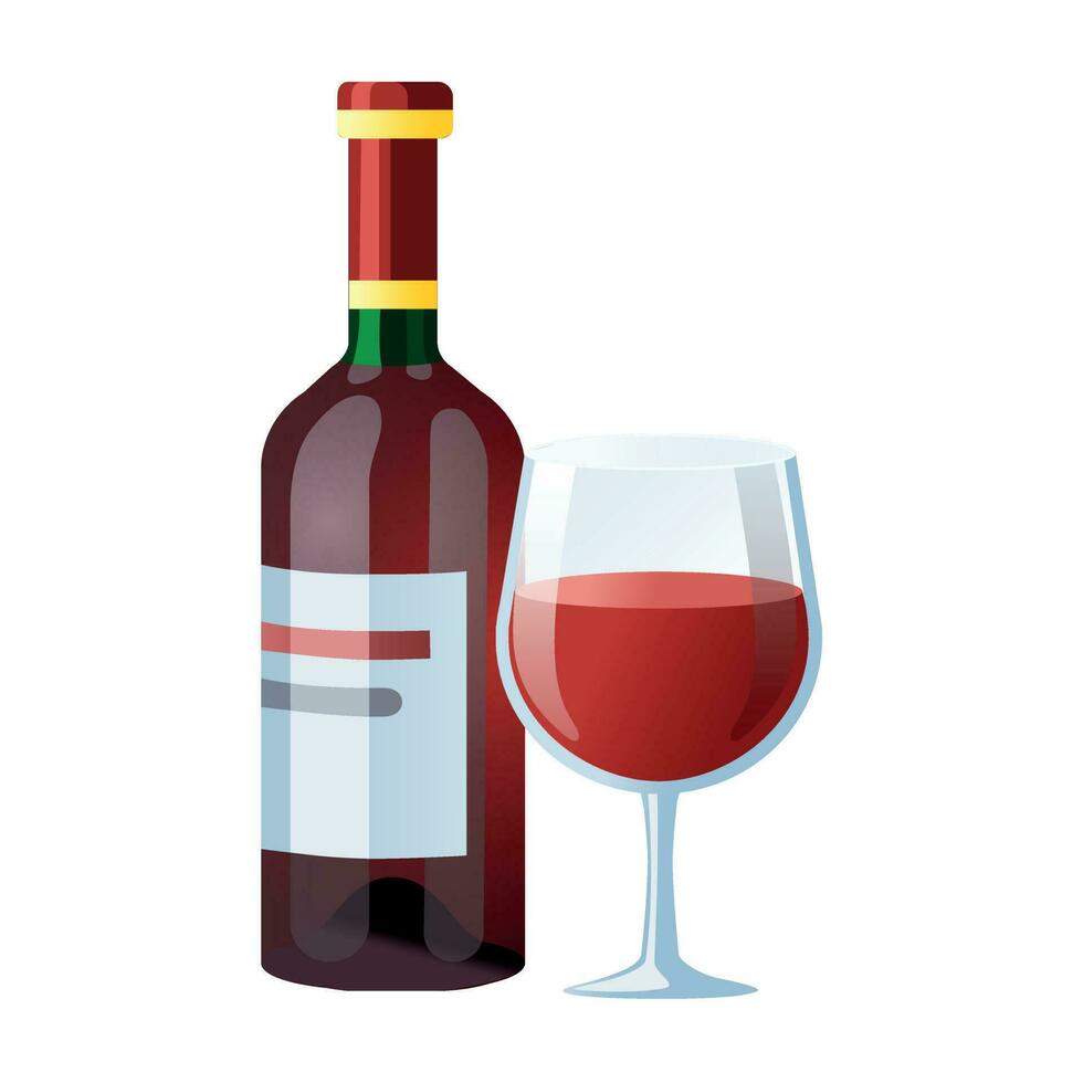 Illustration von rot Wein mit ein Glas vektor
