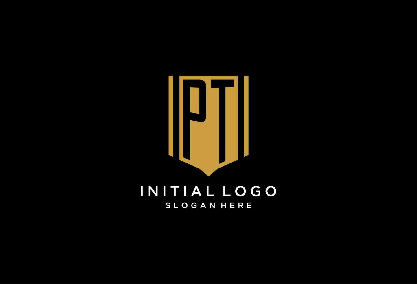 pt monogram logotyp med geometrisk skydda ikon design vektor