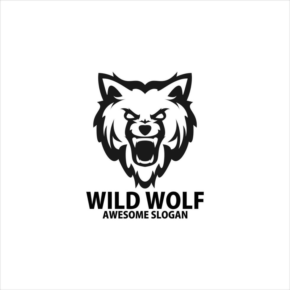 wild Wolf Logo Design Linie Kunst vektor