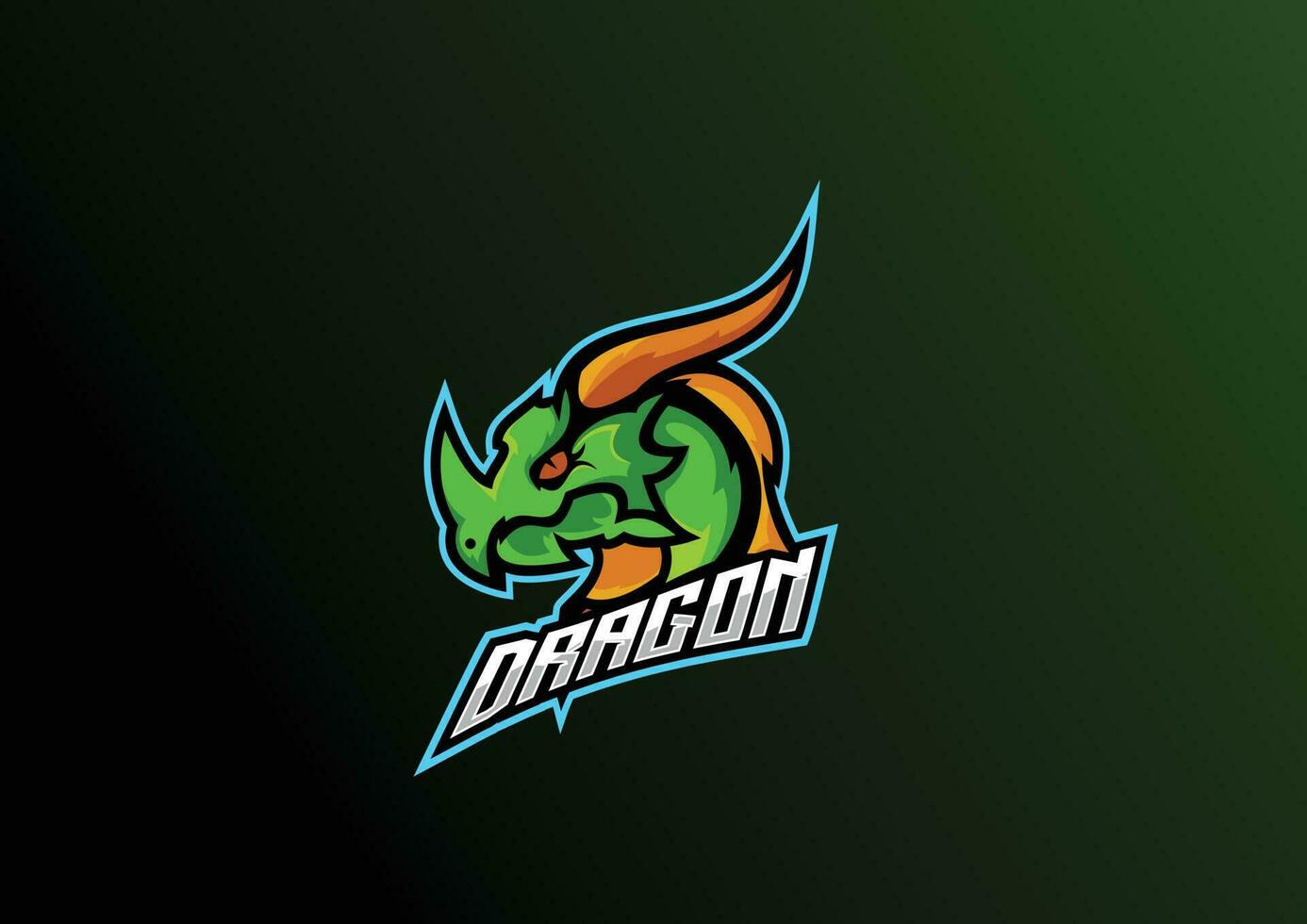 blå drake logotyp team esport design maskot vektor