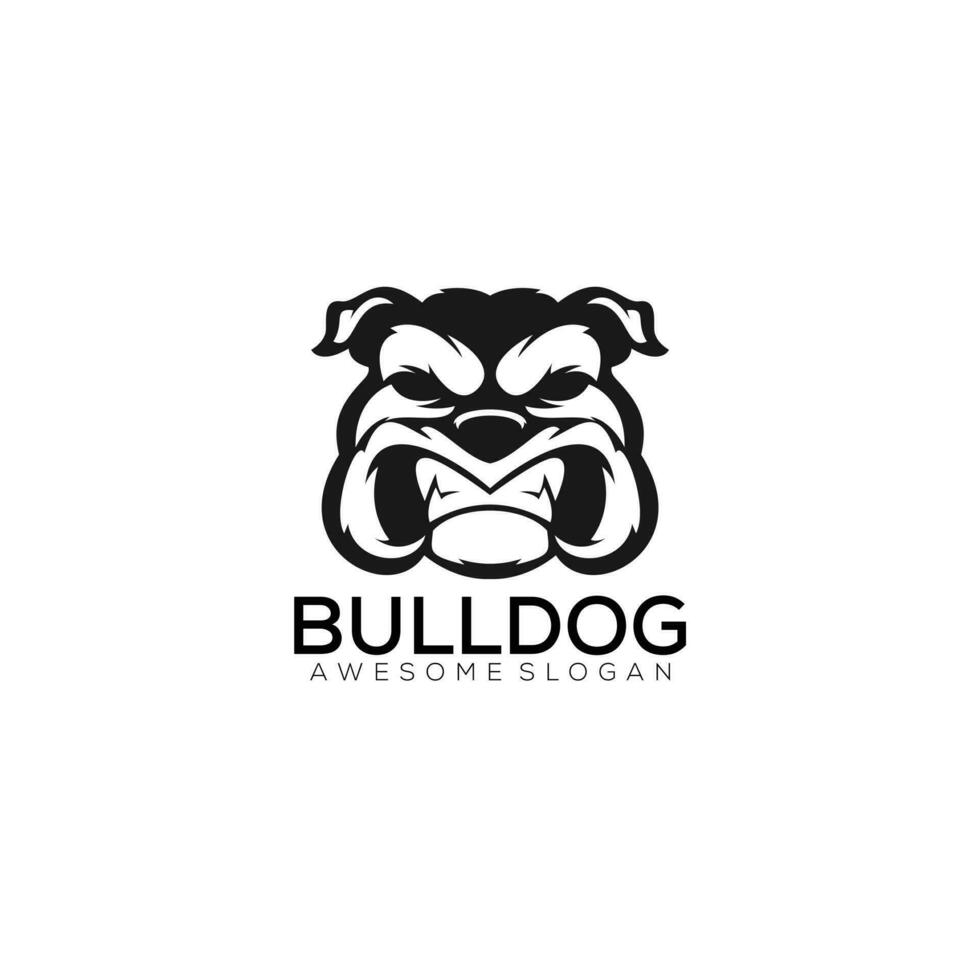 bulldogg huvud logotyp design linje konst vektor