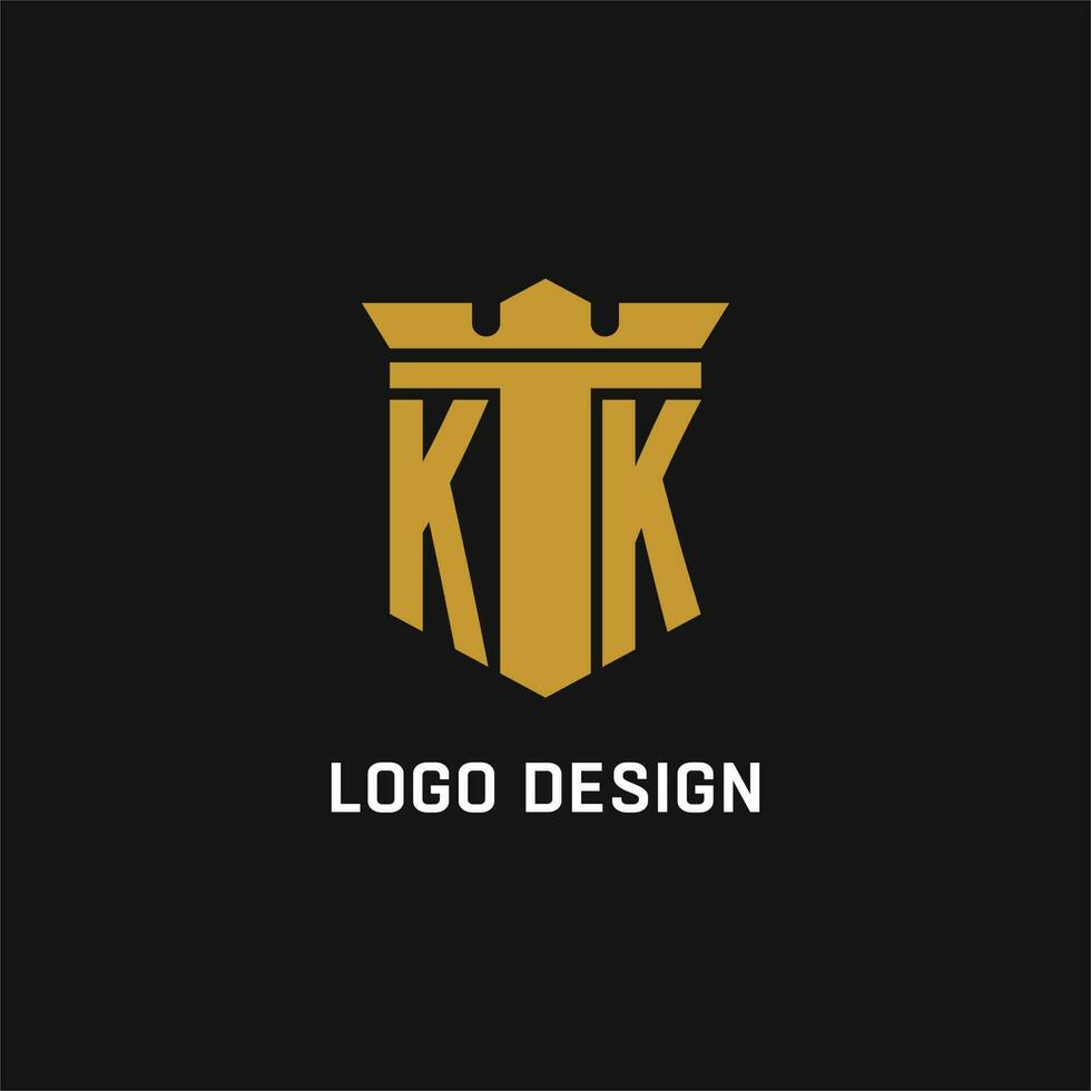 kk Initiale Logo mit Schild und Krone Stil vektor