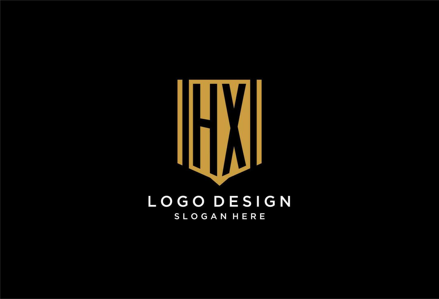 hx monogram logotyp med geometrisk skydda ikon design vektor