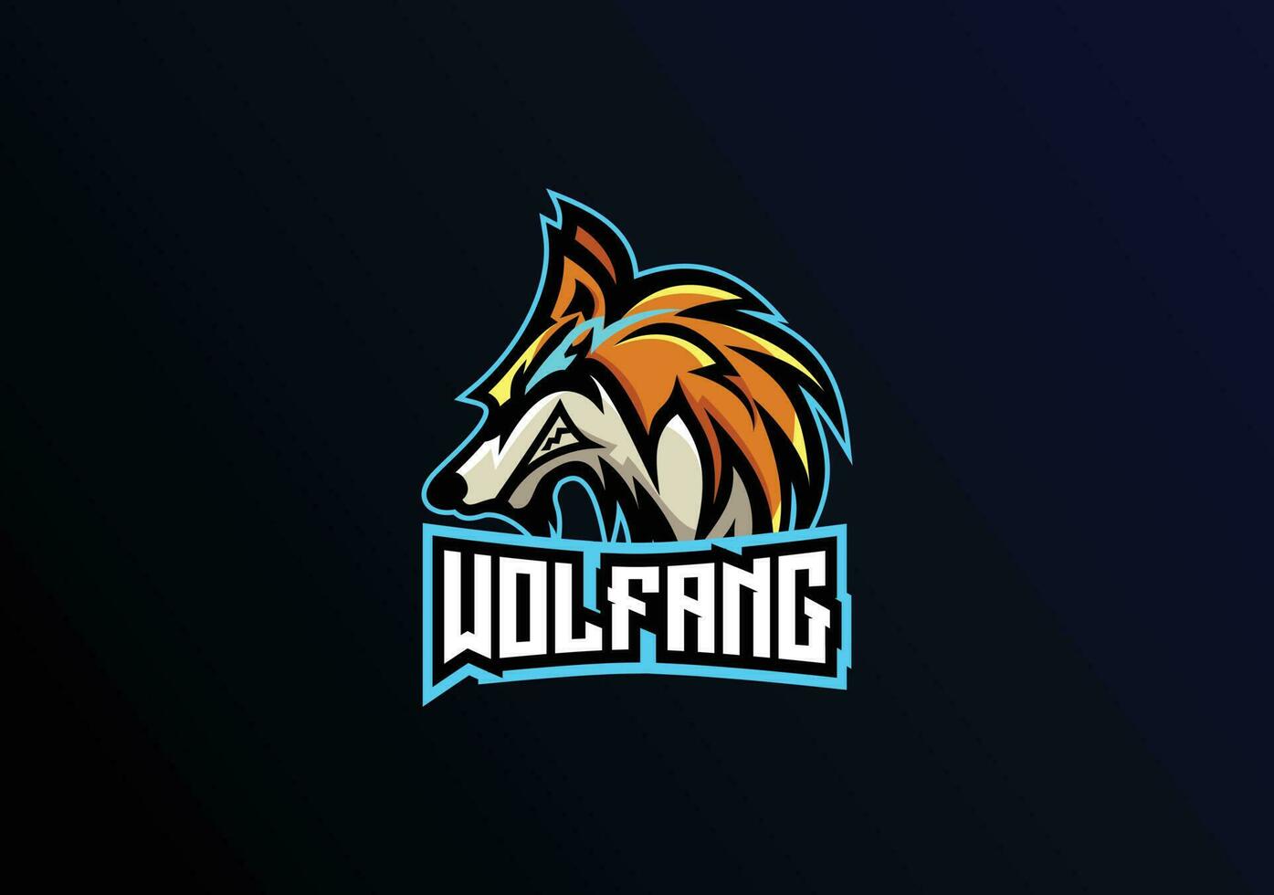 Wolf Kopf Esport Logo Spielen Maskottchen vektor