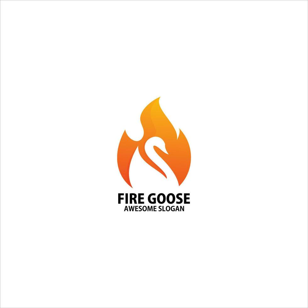 Feuer mit Gans Logo Design Gradient Farbe vektor