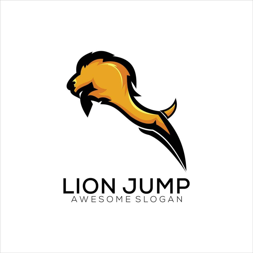 lejon hoppa logotyp maskot design färgrik vektor