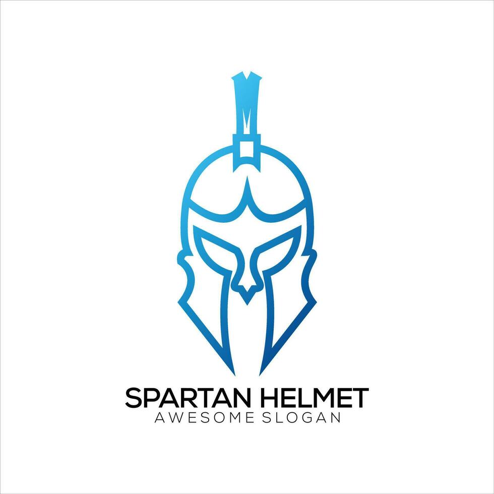 spartanisch Helm Logo Design Gradient Linie Kunst vektor