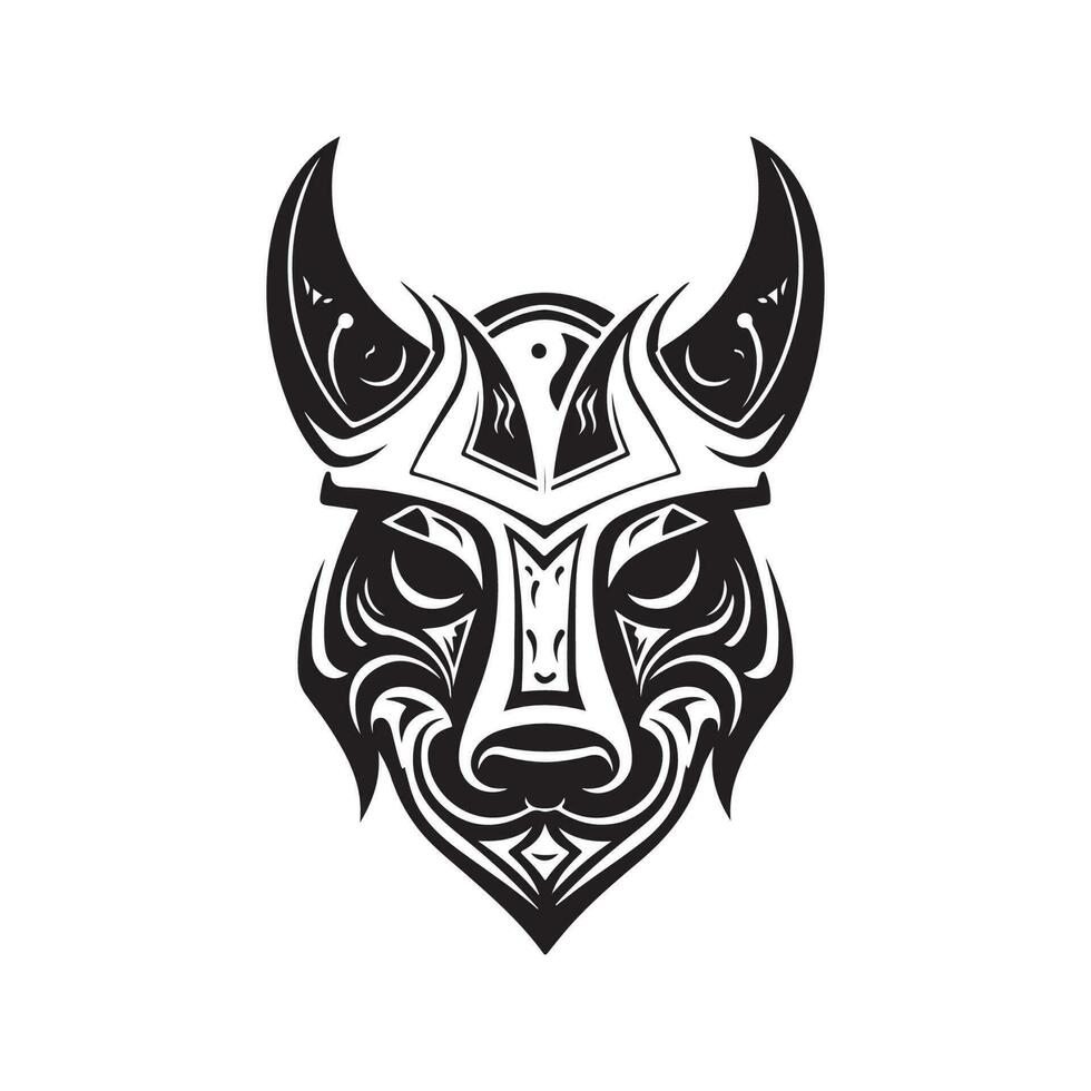hund viking, årgång logotyp linje konst begrepp svart och vit Färg, hand dragen illustration vektor