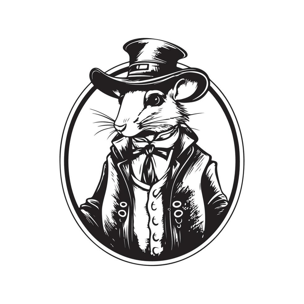 anthropomorph Spitzmaus, Jahrgang Logo Linie Kunst Konzept schwarz und Weiß Farbe, Hand gezeichnet Illustration vektor
