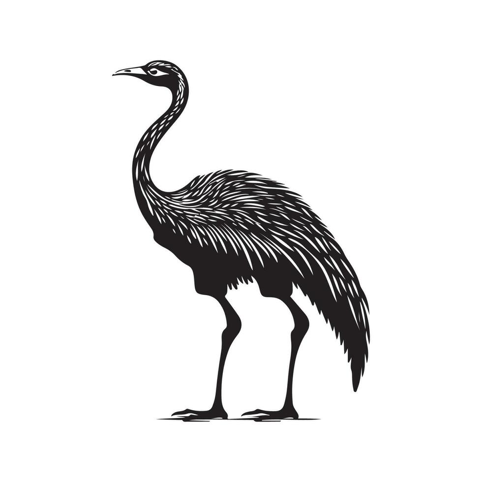 gallimimus, årgång logotyp linje konst begrepp svart och vit Färg, hand dragen illustration vektor