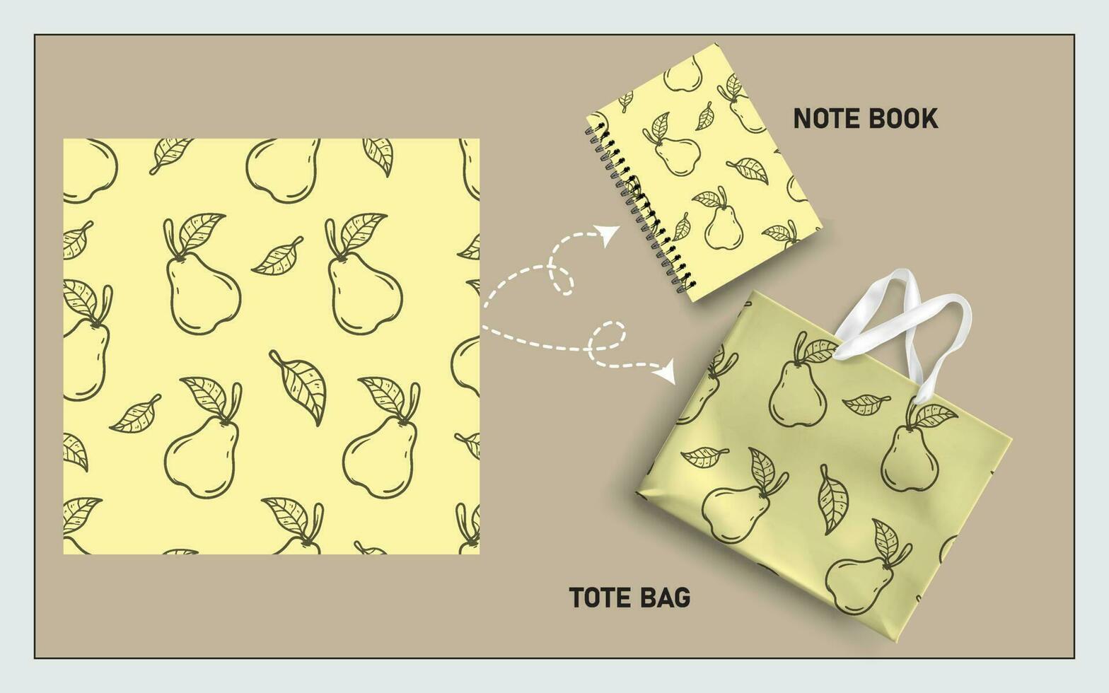 attrapp toto väska och notera bok med jämlikar linje konst sömlös mönster vektor. vektor