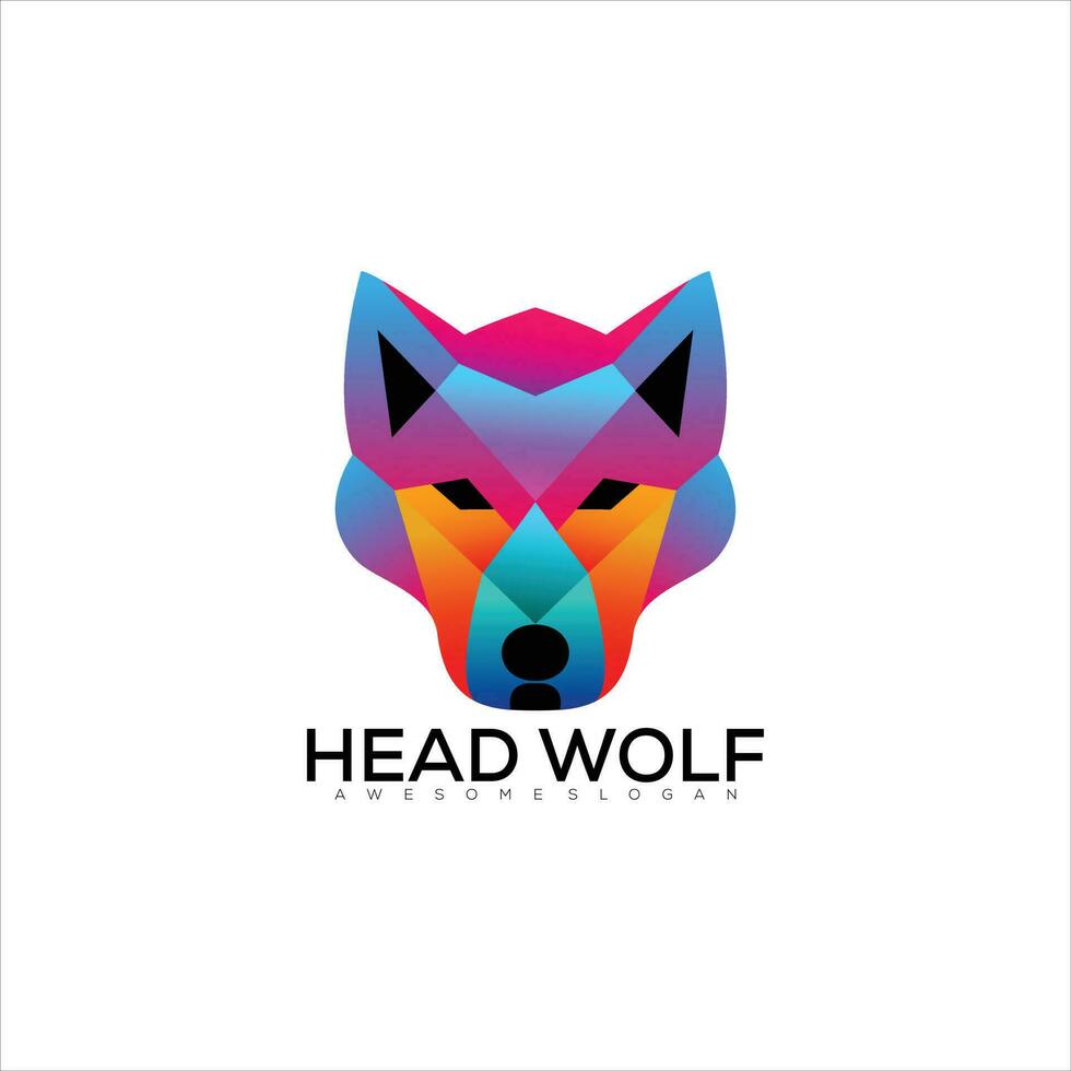 Kopf Wolf Logo Design Gradient bunt vektor