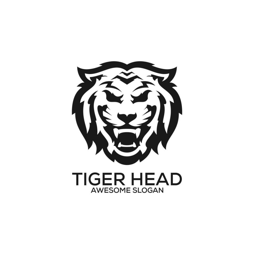 tiger huvud logotyp design linje konst vektor