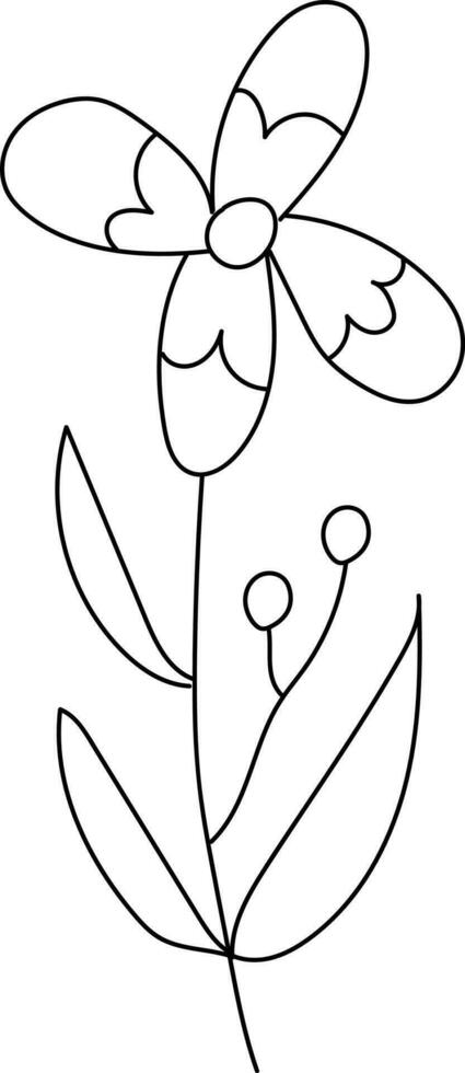 illustration av en blomma, svart och vit blomma, botanisk vektor, översikt, illustration, natur, blomma, sommar vektor