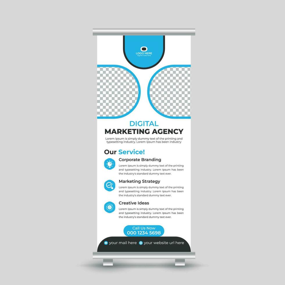 korporativ Marketing rollen oben Banner Design Vorlage zum Ihre Geschäft kostenlos Vektor