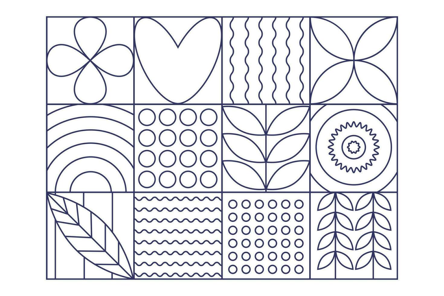 abstrakt geometrisch Linie Muster bezeichnet im Quadrate. einfach Form, Formen. minimal Banner. Vektor Illustration