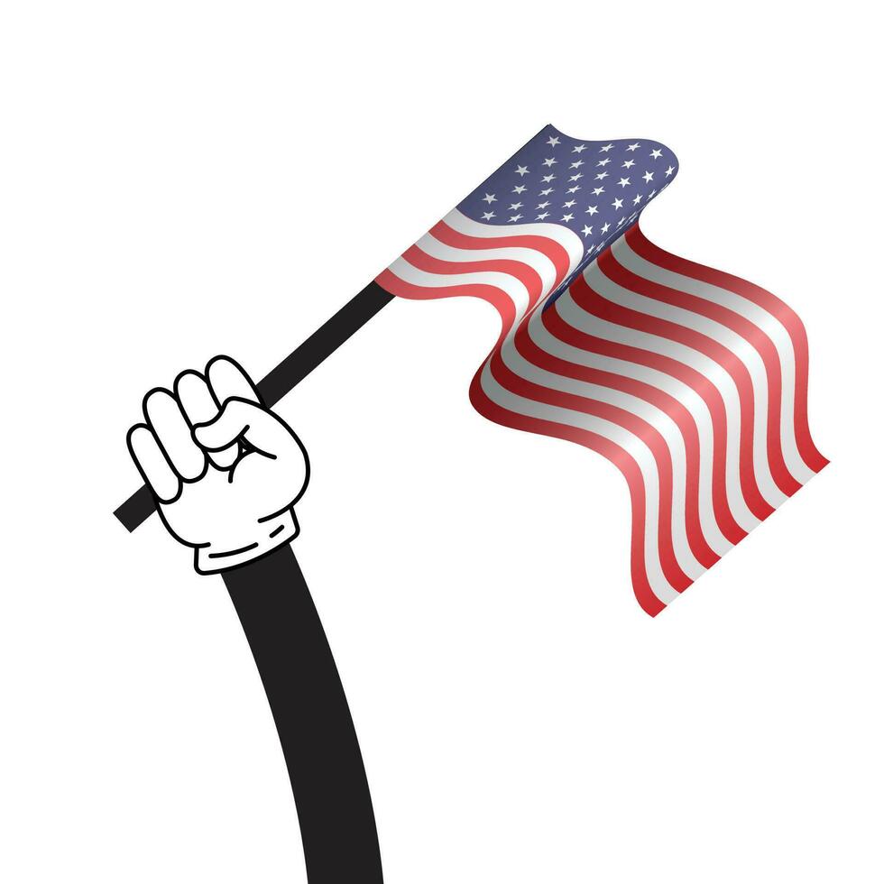 Karikatur Hand halten amerikanisch Flagge vektor