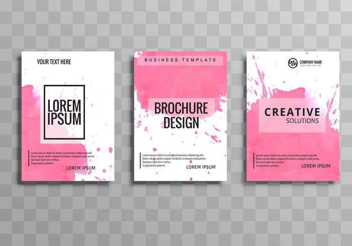 Abstrakt rosa akvarell affärs broschyr uppsättning vektor