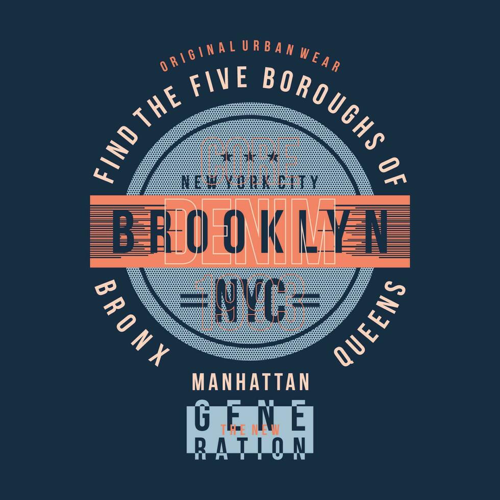 brooklyn grafisk typografi, t skjorta vektor, design mode, illustration, Bra för tillfällig stil vektor