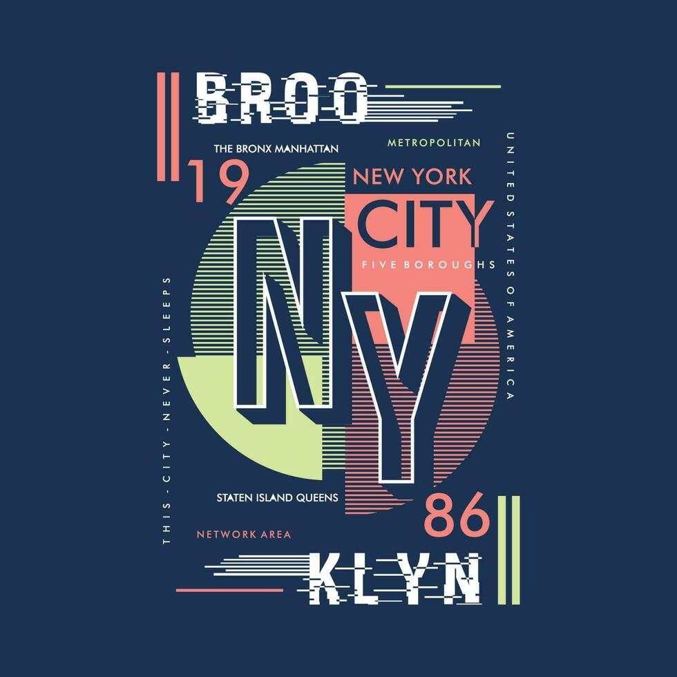 brooklyn ny text ram grafisk typografi, vektor t skjorta design, illustration, Bra för tillfällig aktiva