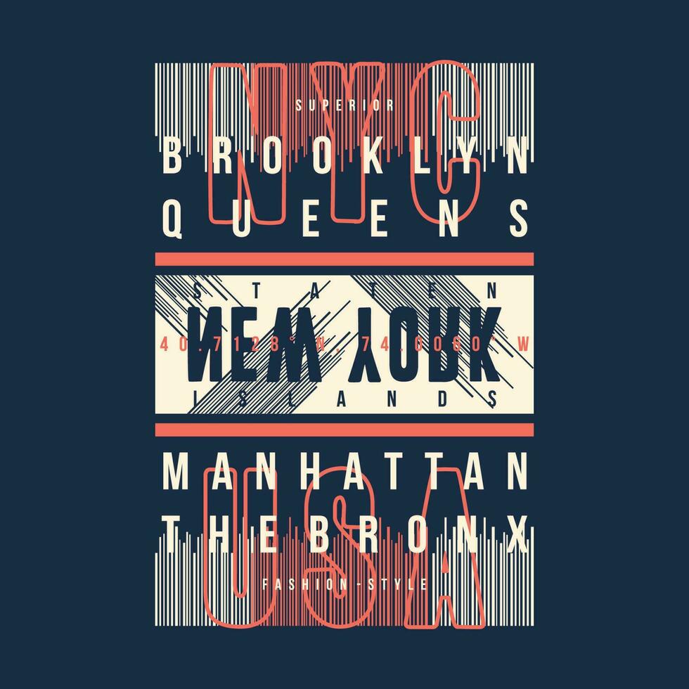 brooklyn abstrakt text typografi grafisk design, för t skjorta grafik, vektor illustration