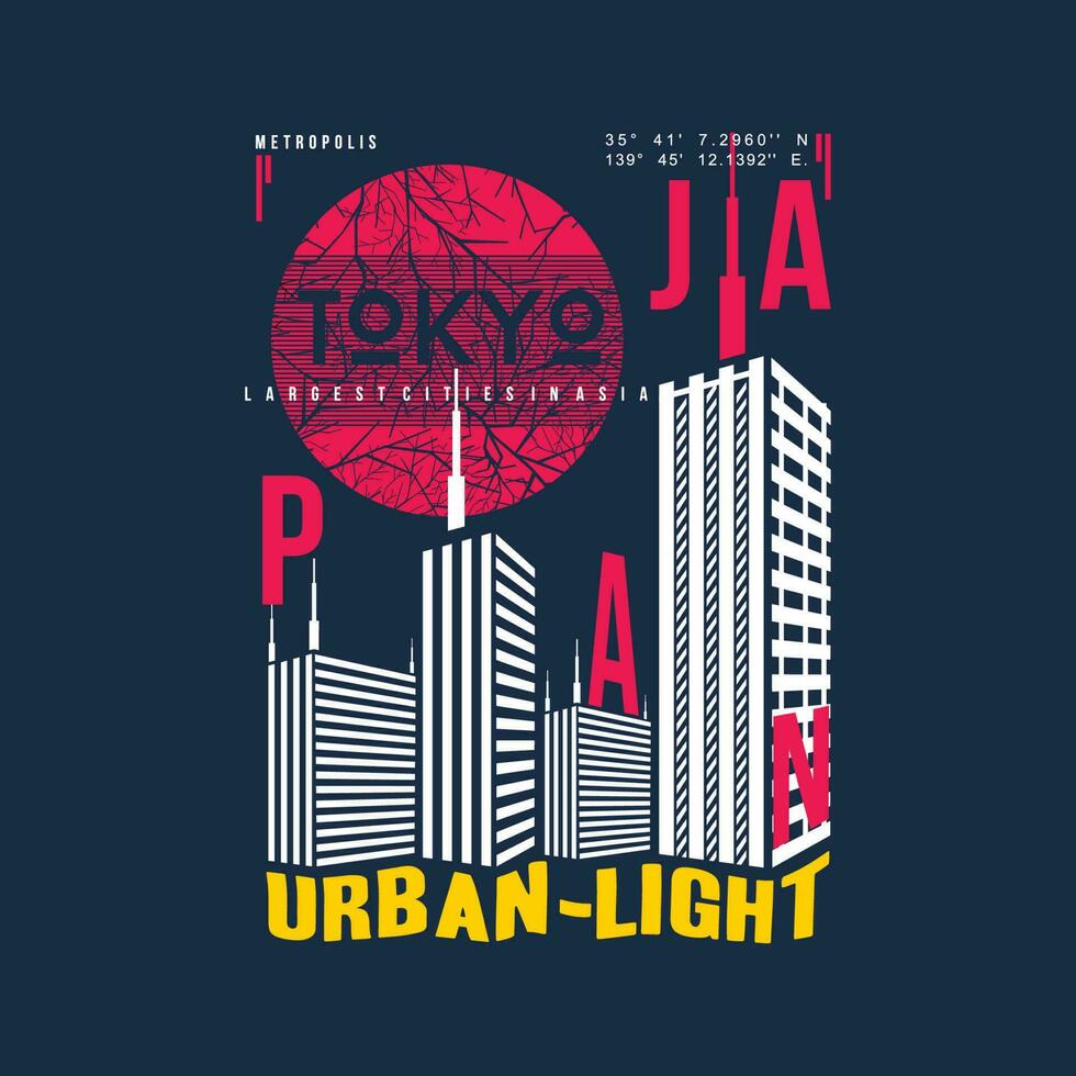 urban ljus tokyo japan grafisk typografi, t skjorta vektor, design mode, illustration, Bra för tillfällig stil vektor