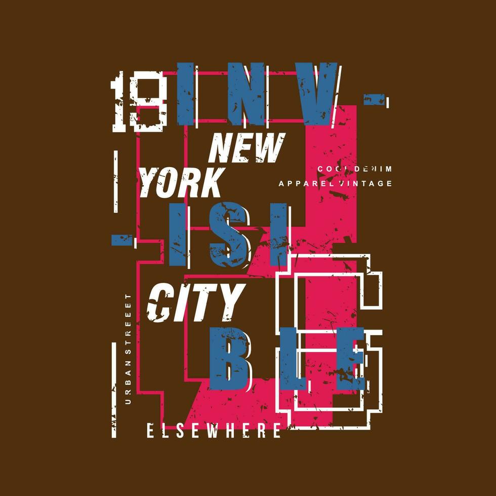 osynlig ny york stad urban gata, grafisk design, typografi vektor illustration, modern stil, för skriva ut t skjorta
