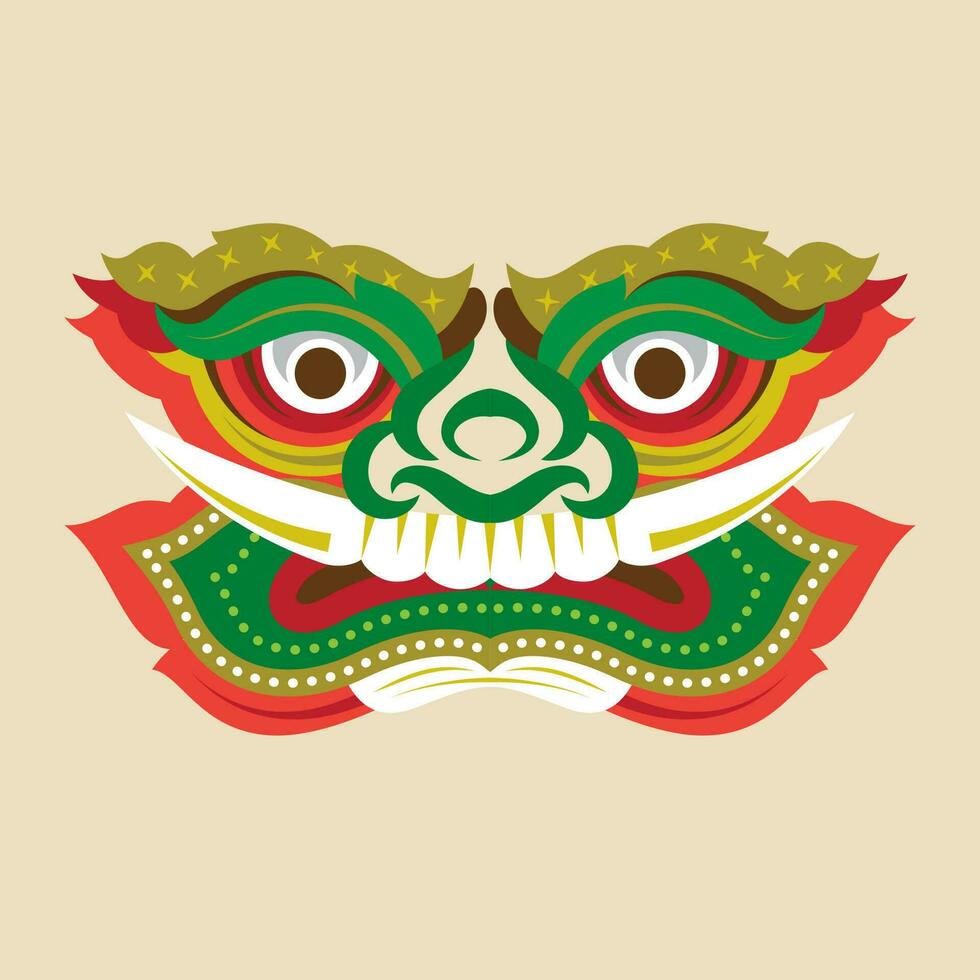 Thailand Riese Yak Gesicht Grafik Muster Design Element Vektor Illustration