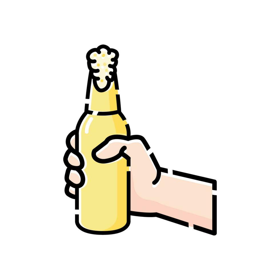 Hand Symbol Illustration Design halten ein Flasche von Bier vektor