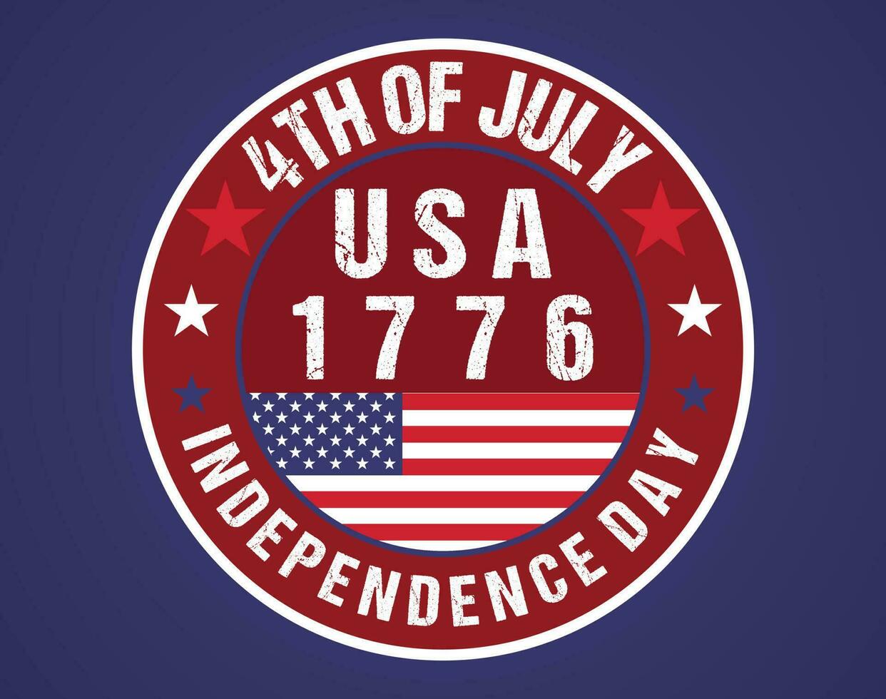 4 .. von Juli glücklich Unabhängigkeit Tag runden Typografie Aufkleber oder Logo und T-Shirt Design vektor