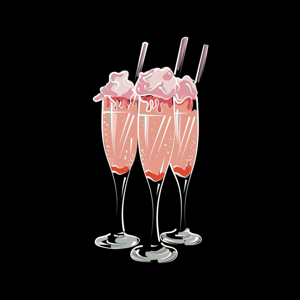 cocktail rosa champagne vektor
