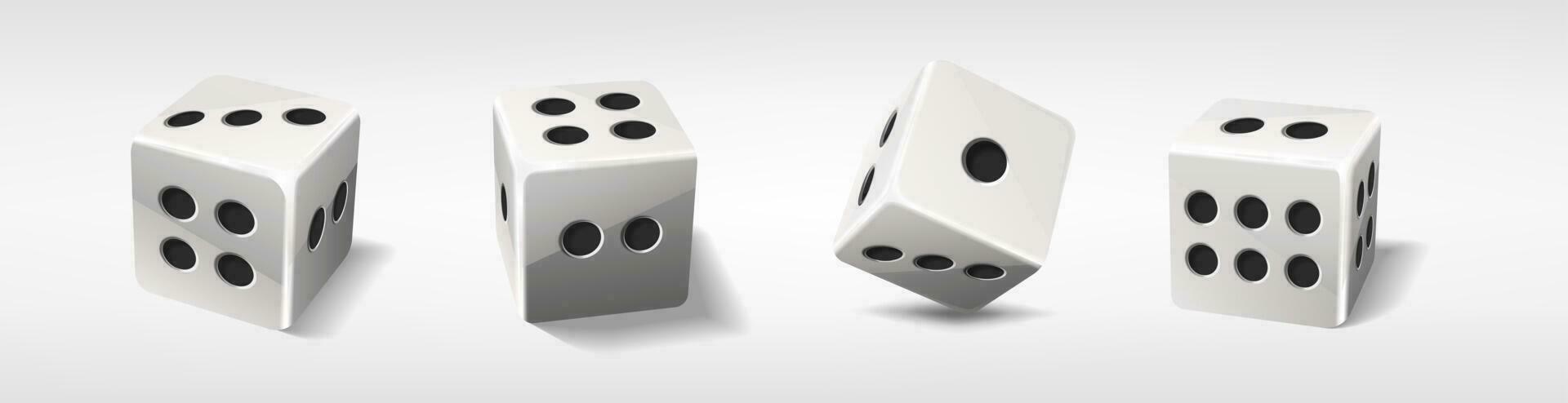 3d realistisk vektor ikon illustration. vit poker tärningar med slumpmässig tal. isolerat på vit.