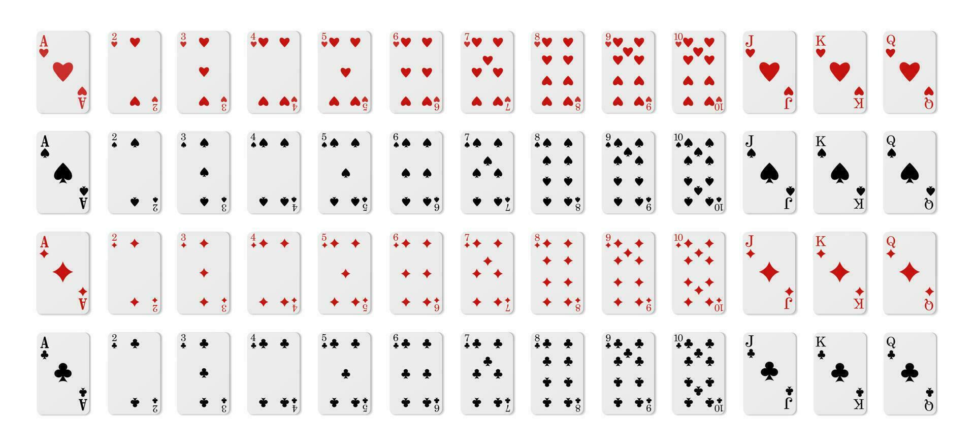 3d realistisch Vektor Symbol Illustration. voll Deck von Poker spielen Karten. isoliert auf Weiß Hintergrund.