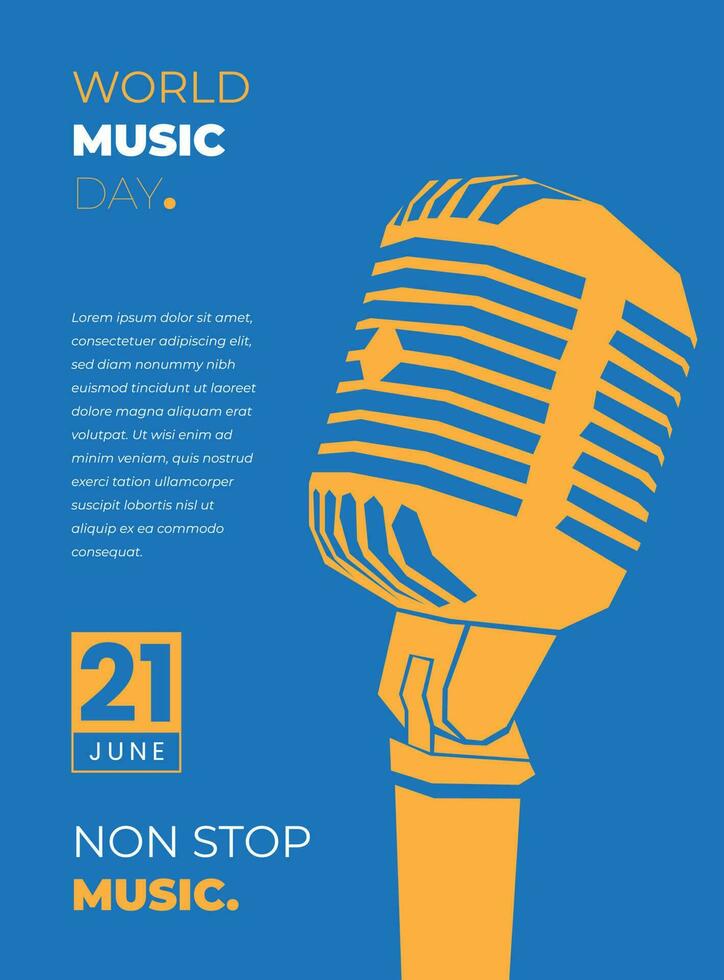Mikrofon Illustration im eben Design zum Welt Musik- Tag welche gefeiert auf Juni 21 vektor